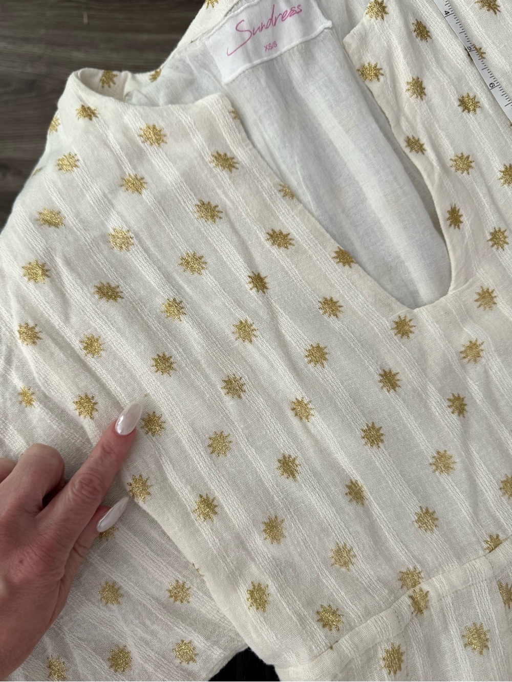 Revolve SUNDRESS Candy Dress Dubai Coconut Boho Beach Gold Star Mini Dress XS/S - Picture 14 of 16